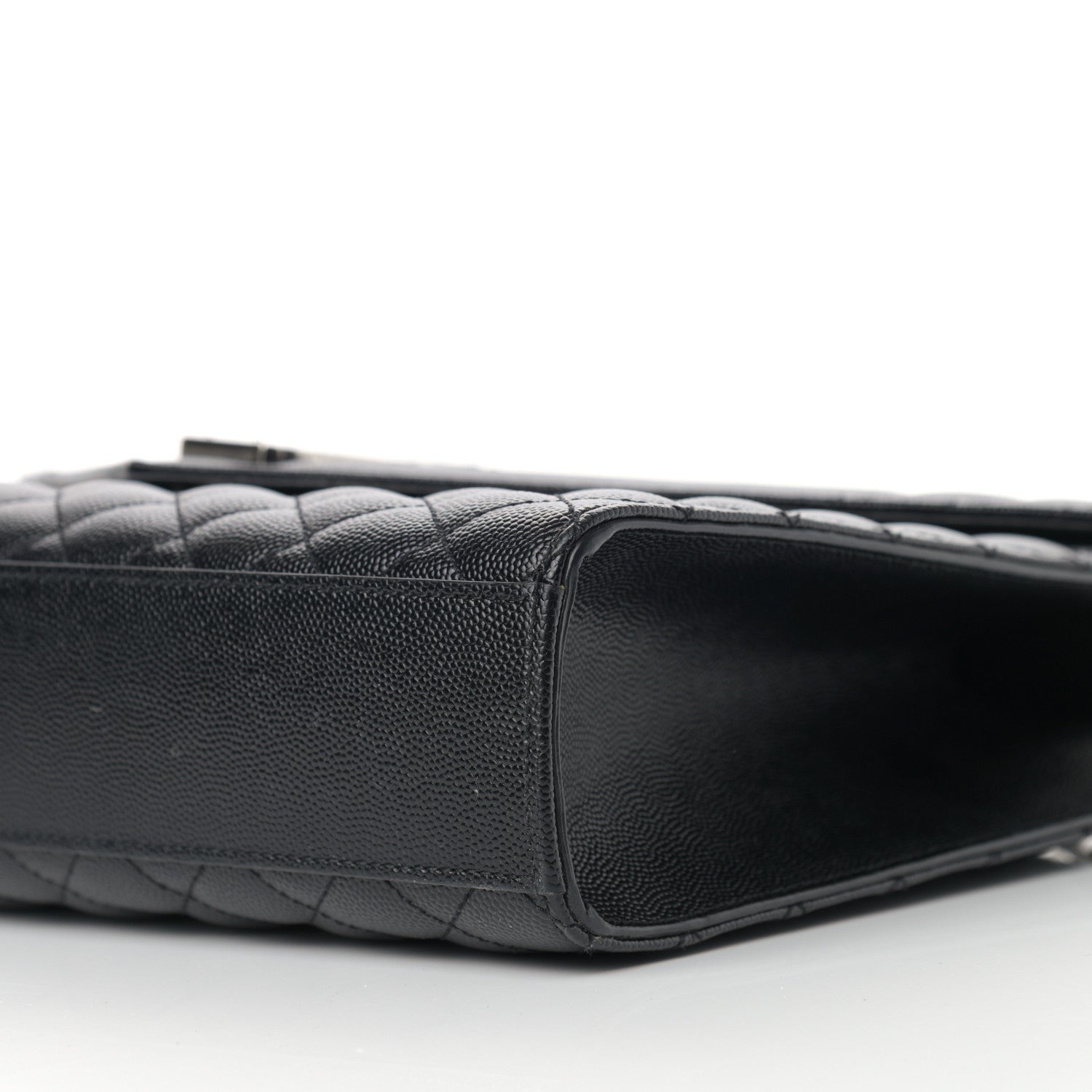 Saint Laurent Calfskin Mixed Matelasse Triquilt Large Monogram Satchel Black 9 of 9