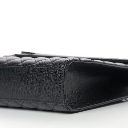 Saint Laurent Calfskin Mixed Matelasse Triquilt Large Monogram Satchel Black 9 of 9
