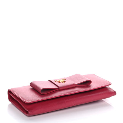 Prada Saffiano Fiocco Bow Continental Wallet Peonia 4 of 15
