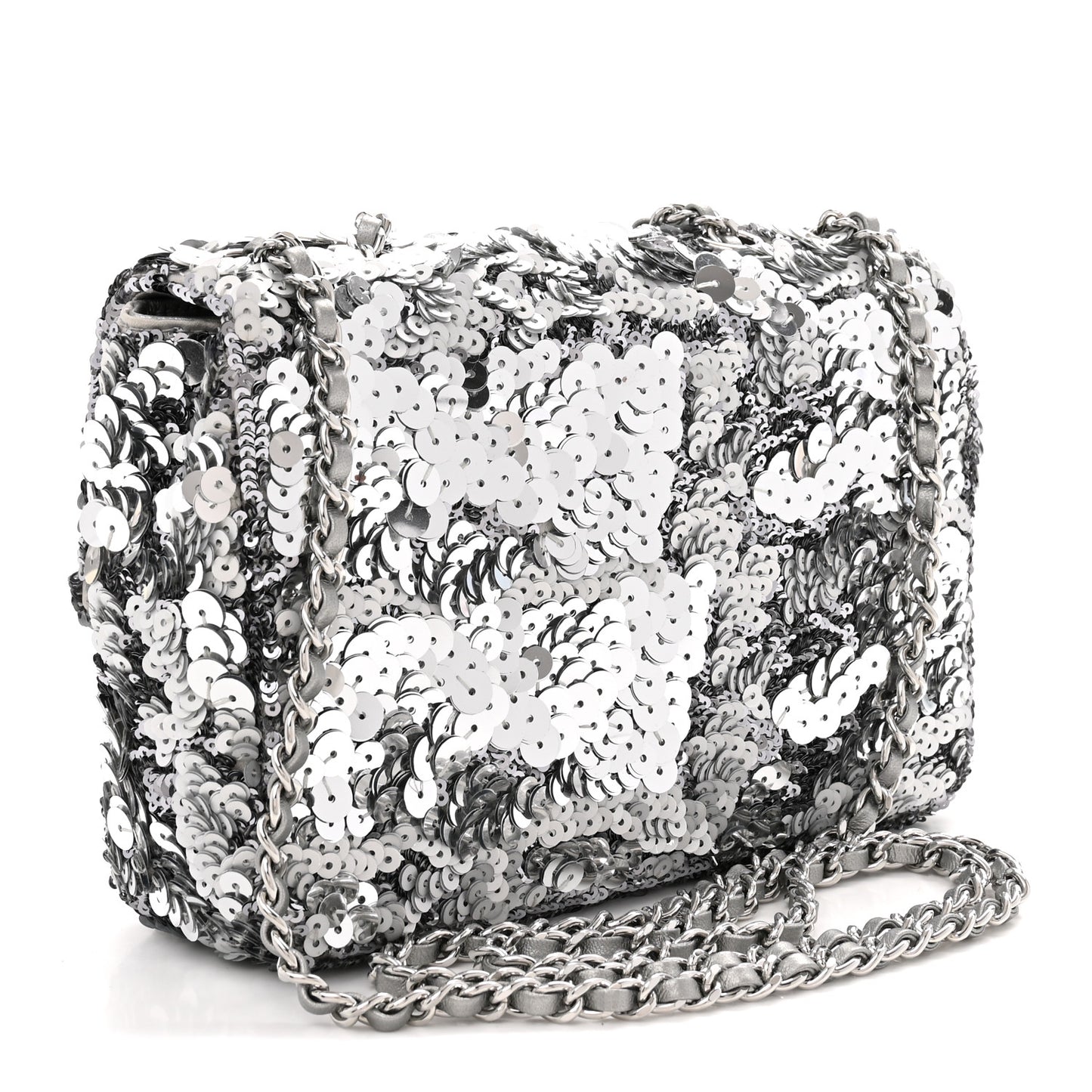 Sequin Mini Rectangular Flap Silver