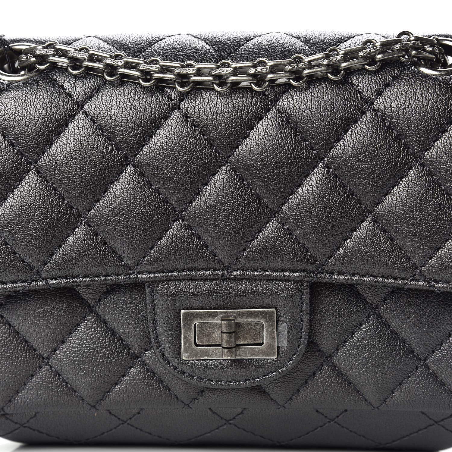 Chanel Metallic Sheepskin Quilted 2.55 Reissue Mini Flap Dark Silver 10 of 11