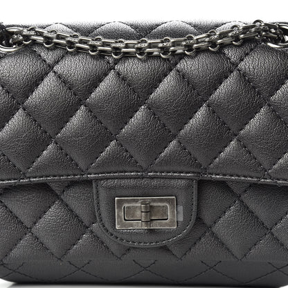 Chanel Metallic Sheepskin Quilted 2.55 Reissue Mini Flap Dark Silver 10 of 11
