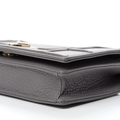 Christian Dior Grained Calfskin Diorama Wallet on Chain Pouch Gris 7 of 11