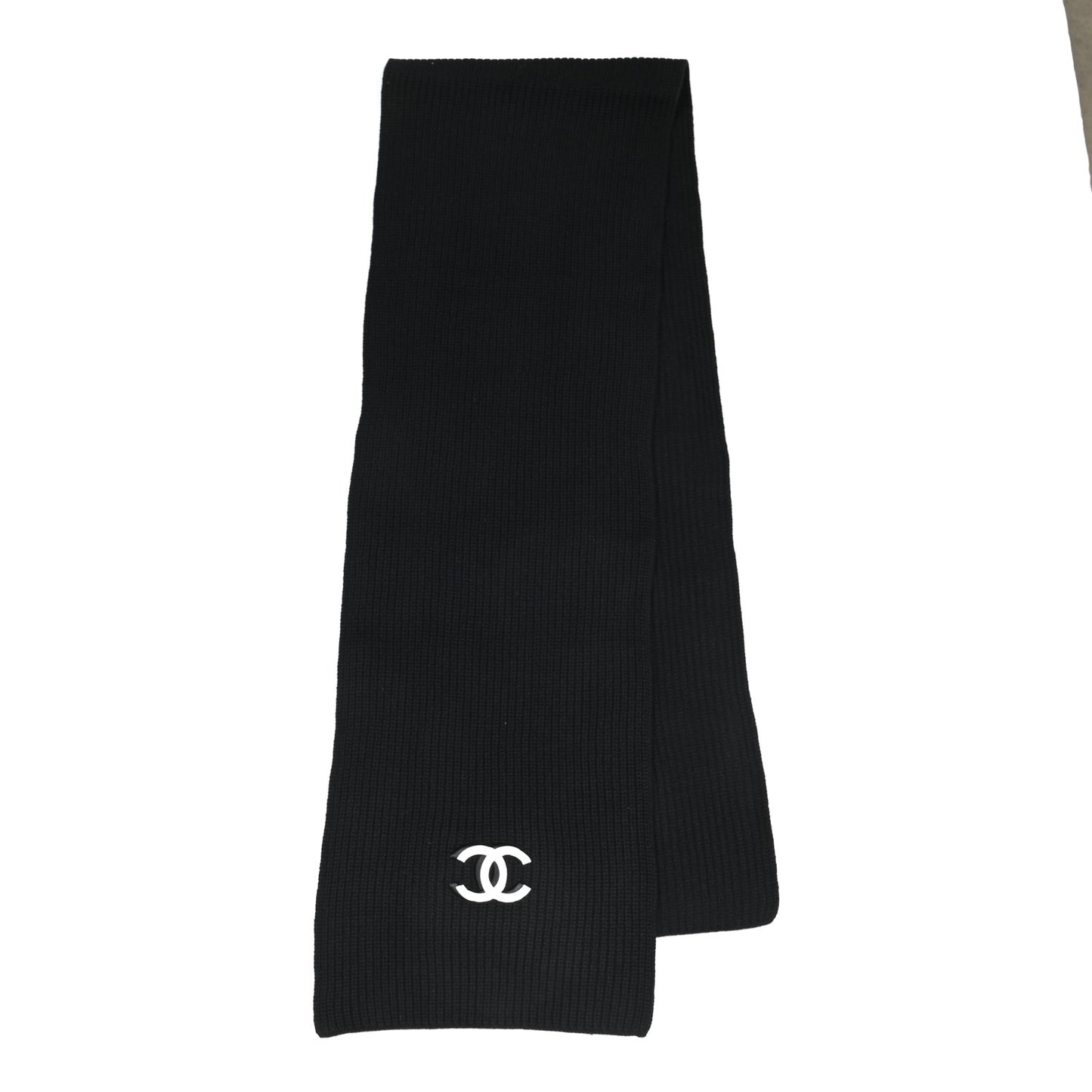 Wool Cashmere CC Scarf Black White