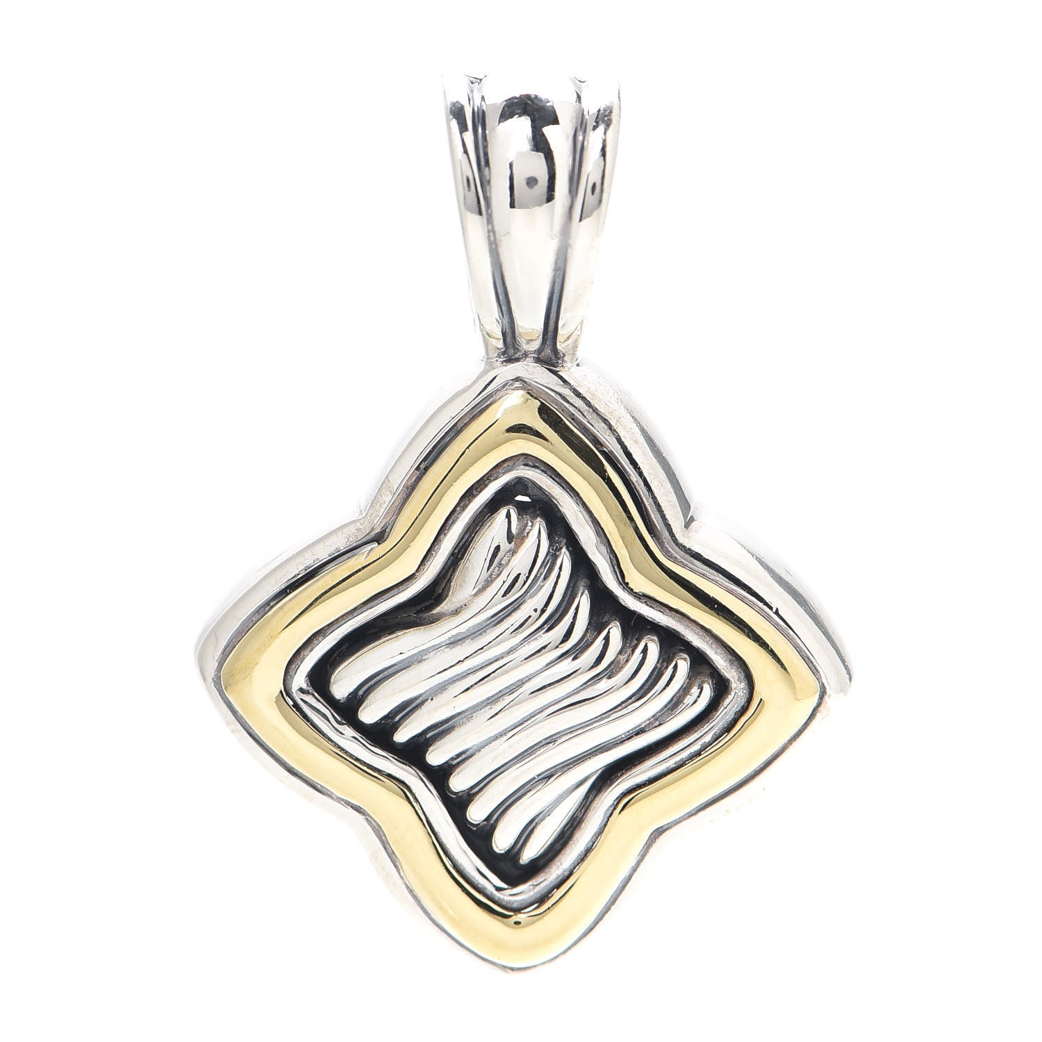 David Yurman Sterling Silver 18K Yellow Gold Quatrefoil Enhancer Pendant 1 of 3