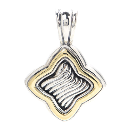 David Yurman Sterling Silver 18K Yellow Gold Quatrefoil Enhancer Pendant 1 of 3