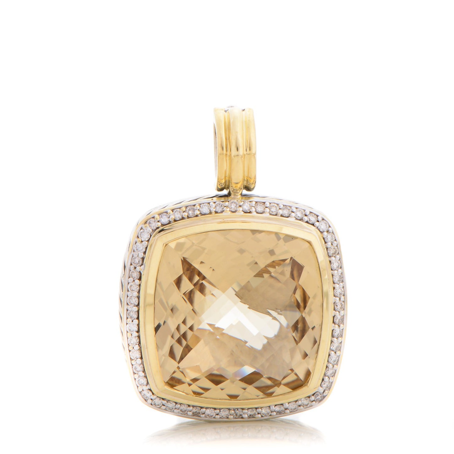Sterling Silver 18K Gold Diamond Champagne Citrine 20mm Albion Enhancer Pendant