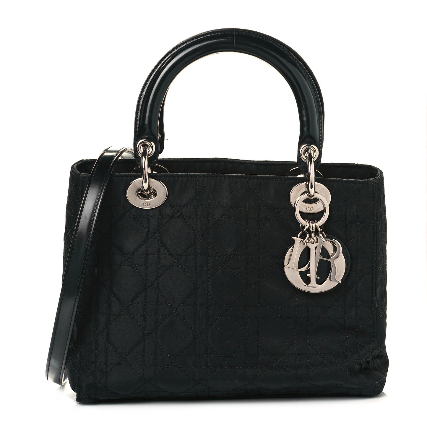 Nylon Cannage Medium Lady Dior Black