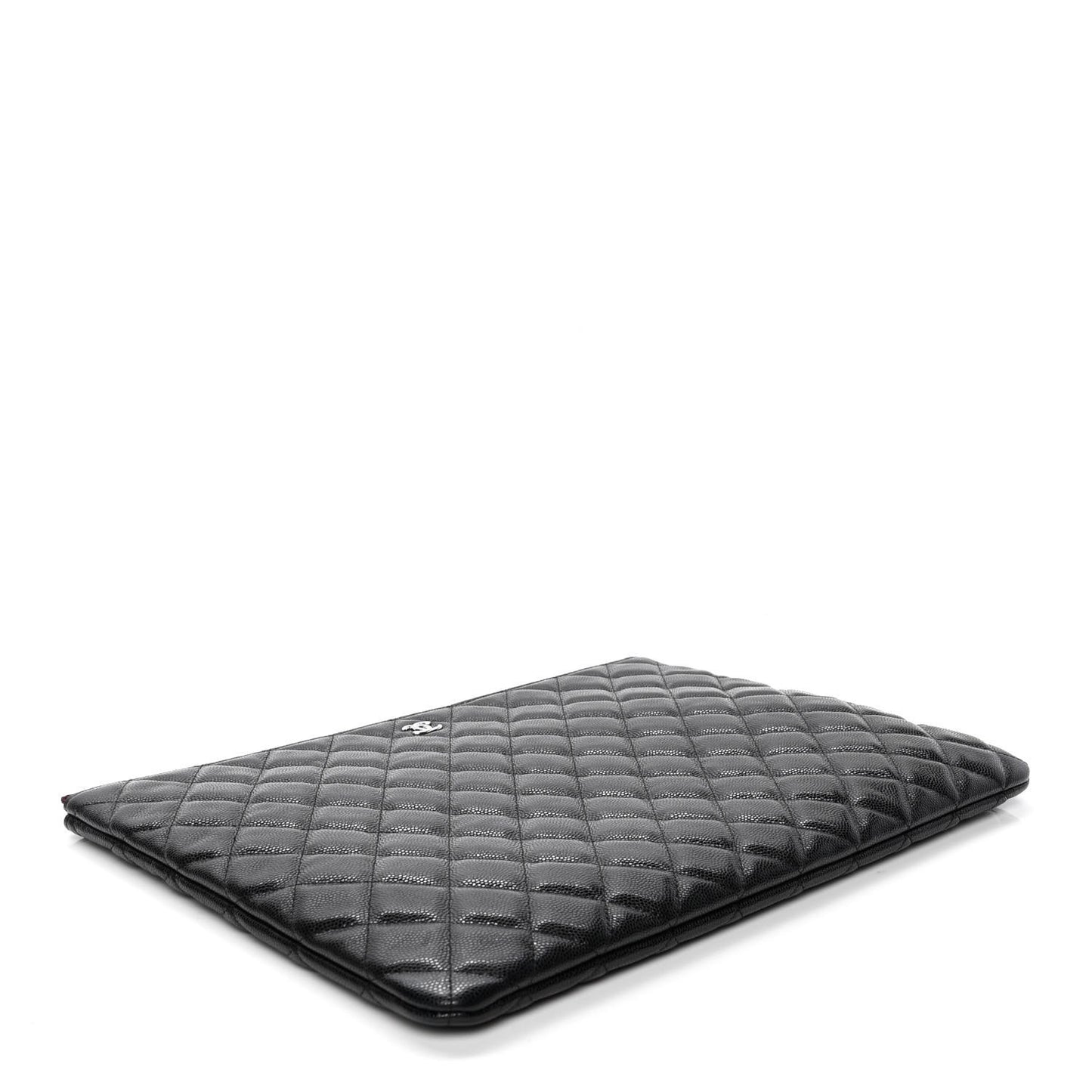 Caviar Quilted Large Cosmetic Case Black