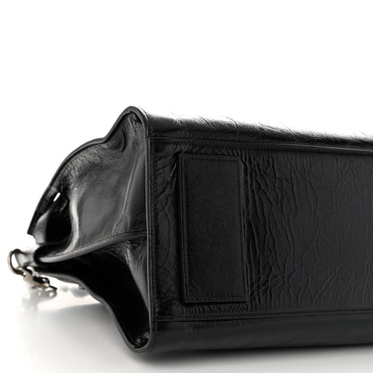 Saint Laurent Cracked Shiny Calfskin Souple 36H Sac De Jour Duffle Black 8 of 10