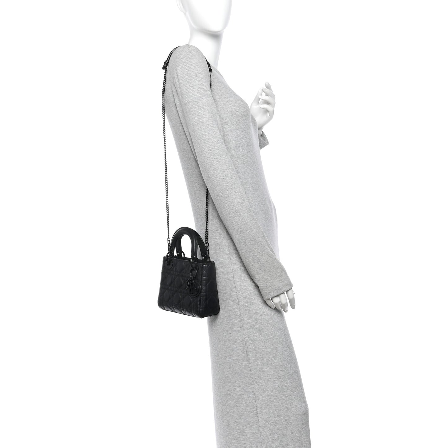 Ultra Matte Calfskin Cannage Mini Lady Dior Black
