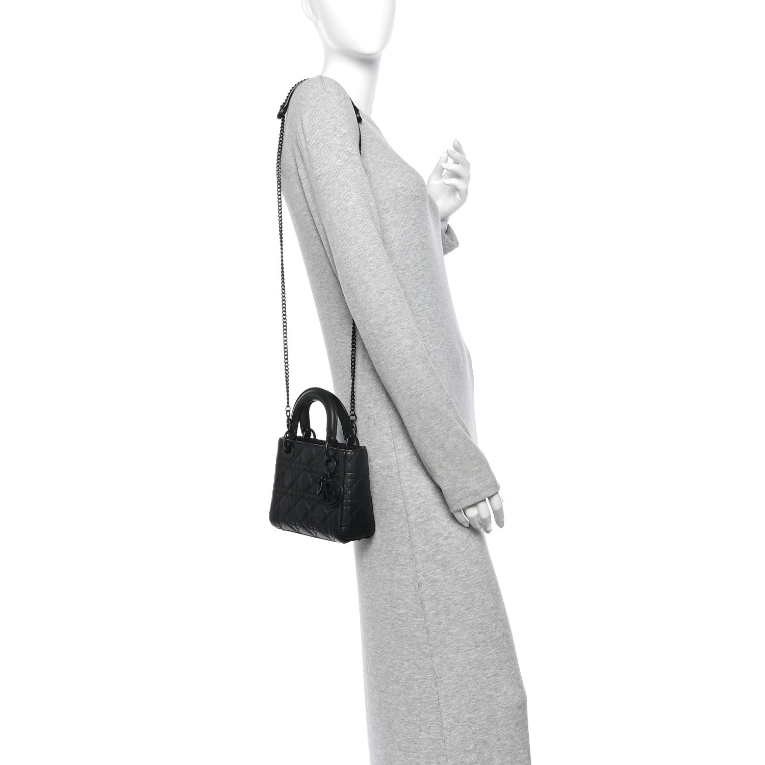 Christian Dior Ultra Matte Calfskin Cannage Mini Lady Dior Black 2 of 10