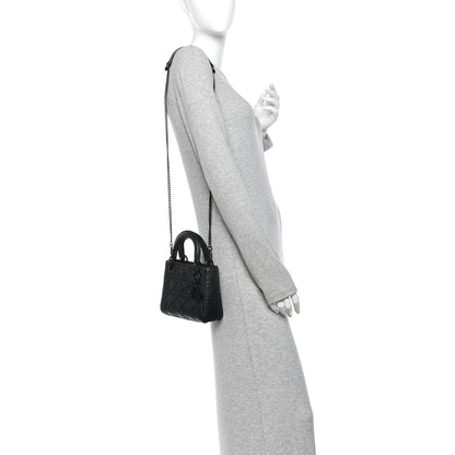 Christian Dior Ultra Matte Calfskin Cannage Mini Lady Dior Black 2 of 10