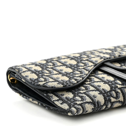 Christian Dior Oblique Saddle Chain Wallet Blue 9 of 10