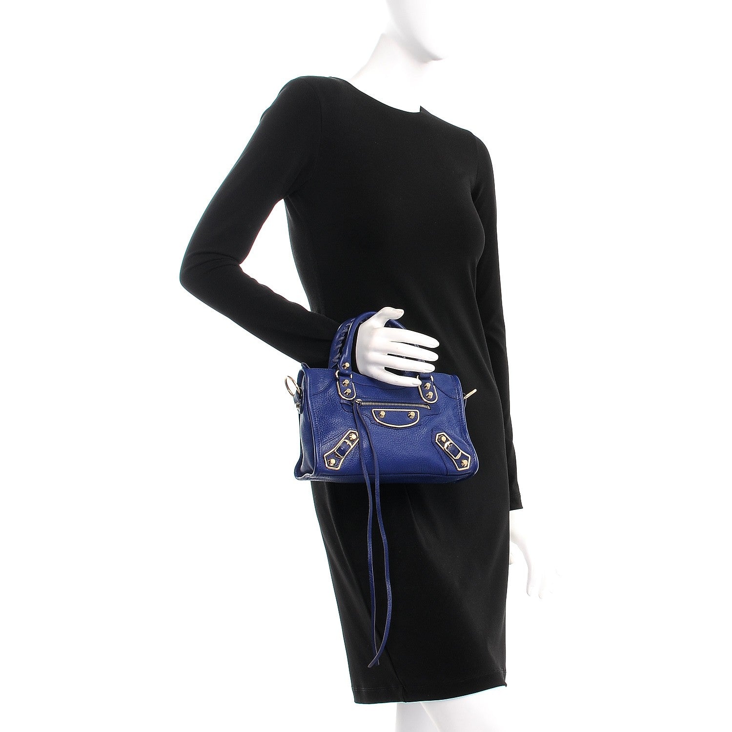 Balenciaga Chevre Gold Metallic Edge Hardware Mini City Bleu Roi 3 of 8