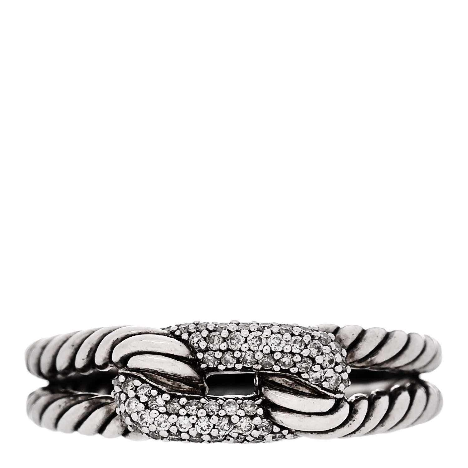 David Yurman Sterling Silver Diamond Pave Petite Single Loop Labyrinth Ring 52 6 1 of 5