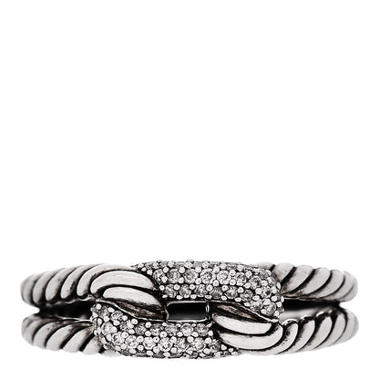David Yurman Sterling Silver Diamond Pave Petite Single Loop Labyrinth Ring 52 6 1 of 5