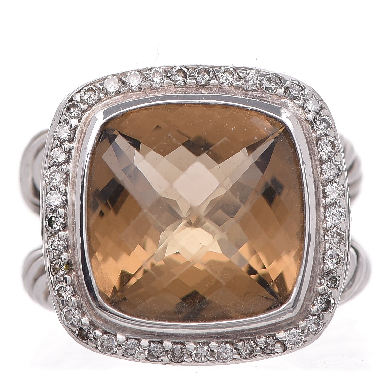 David Yurman Sterling Silver Diamond Champagne Citrine 14mm Albion Ring 52 6 6 of 10