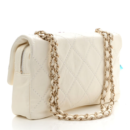 Chanel Lambskin Quilted Flower Patch Single Flap White 3 of 9