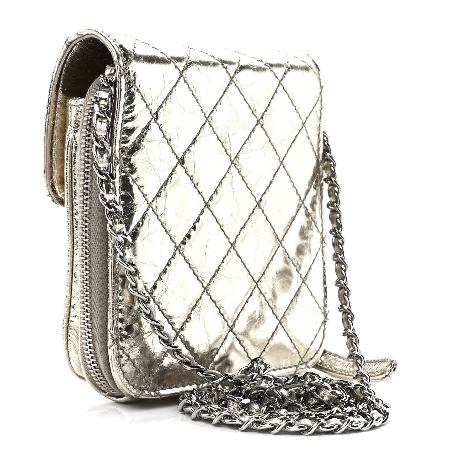 Chanel Crackled Aged Calfskin Mini Crossbody Flap Gold 3 of 12