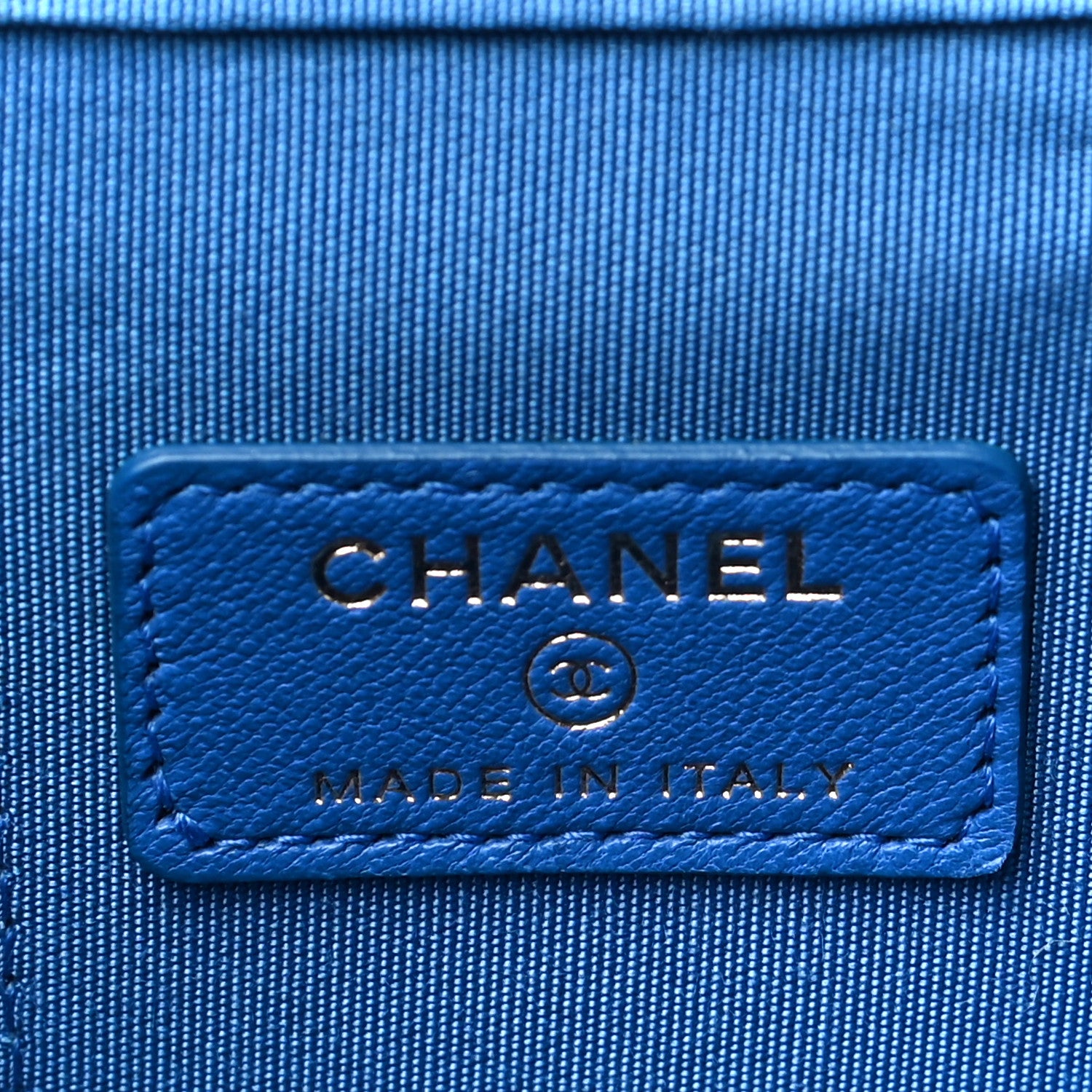 Chanel Raffia Jute Striped Mini Vanity Case With Chain Blue Beige 6 of 11