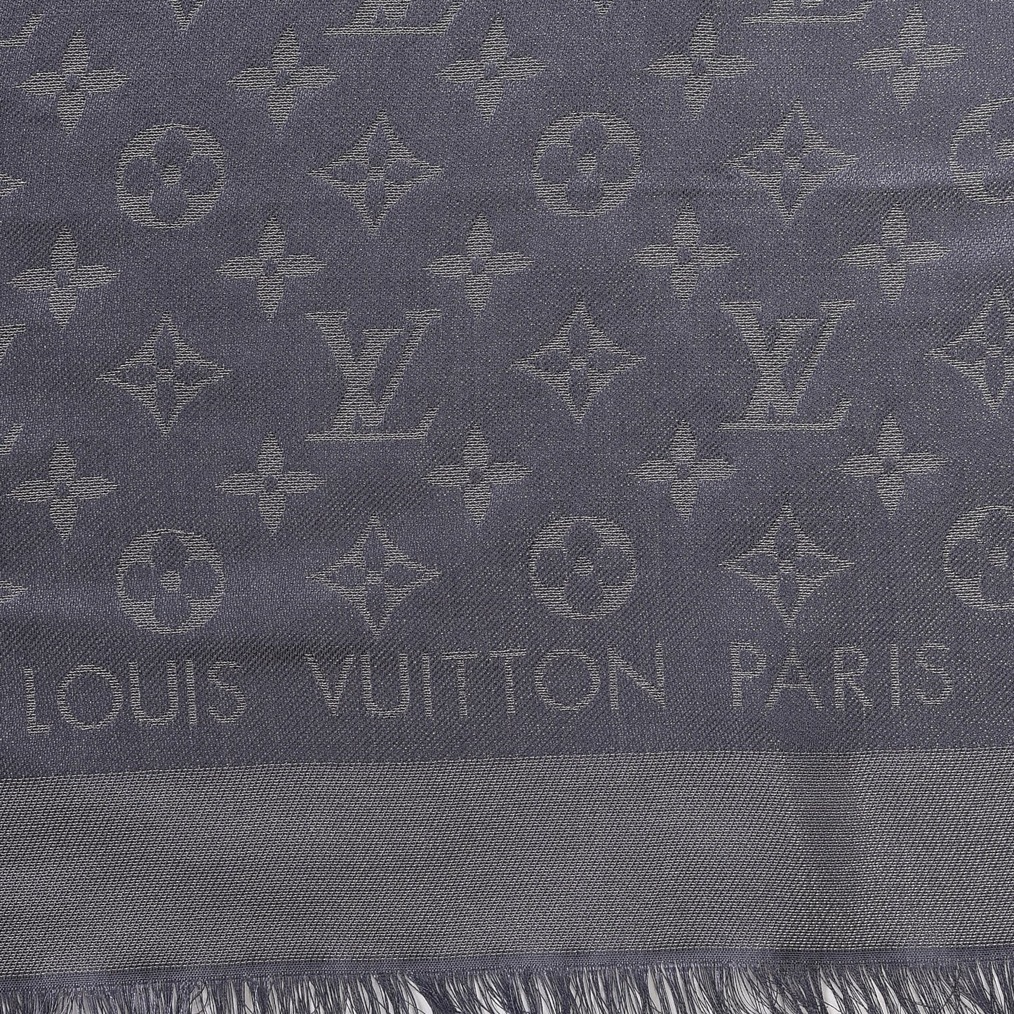 Silk Lurex Wool Monogram Shine Shawl Charcoal Grey