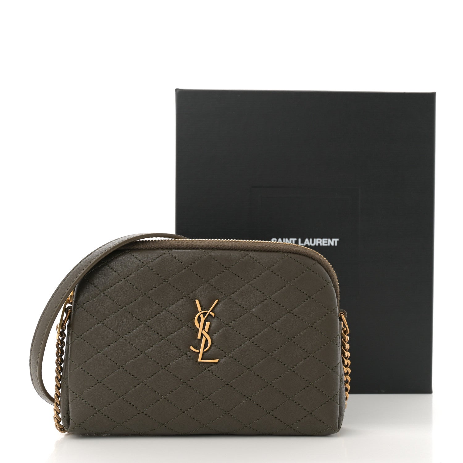 Saint Laurent Lambskin Quilted Gaby Zipped Pouch Light Musk 11 of 11