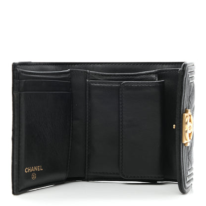 Chanel Caviar Quilted Compact Boy Wallet Black 5 of 8