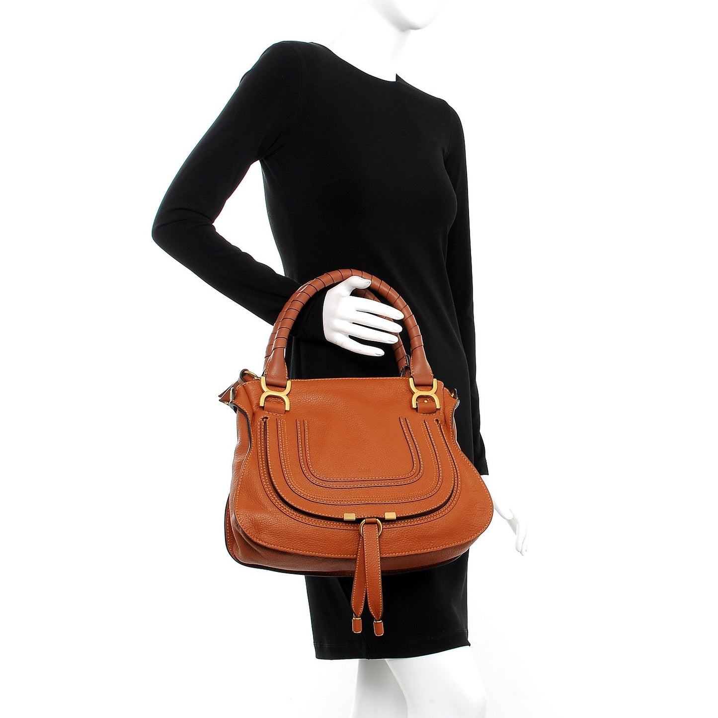 Calfskin Medium Marcie Satchel Tan