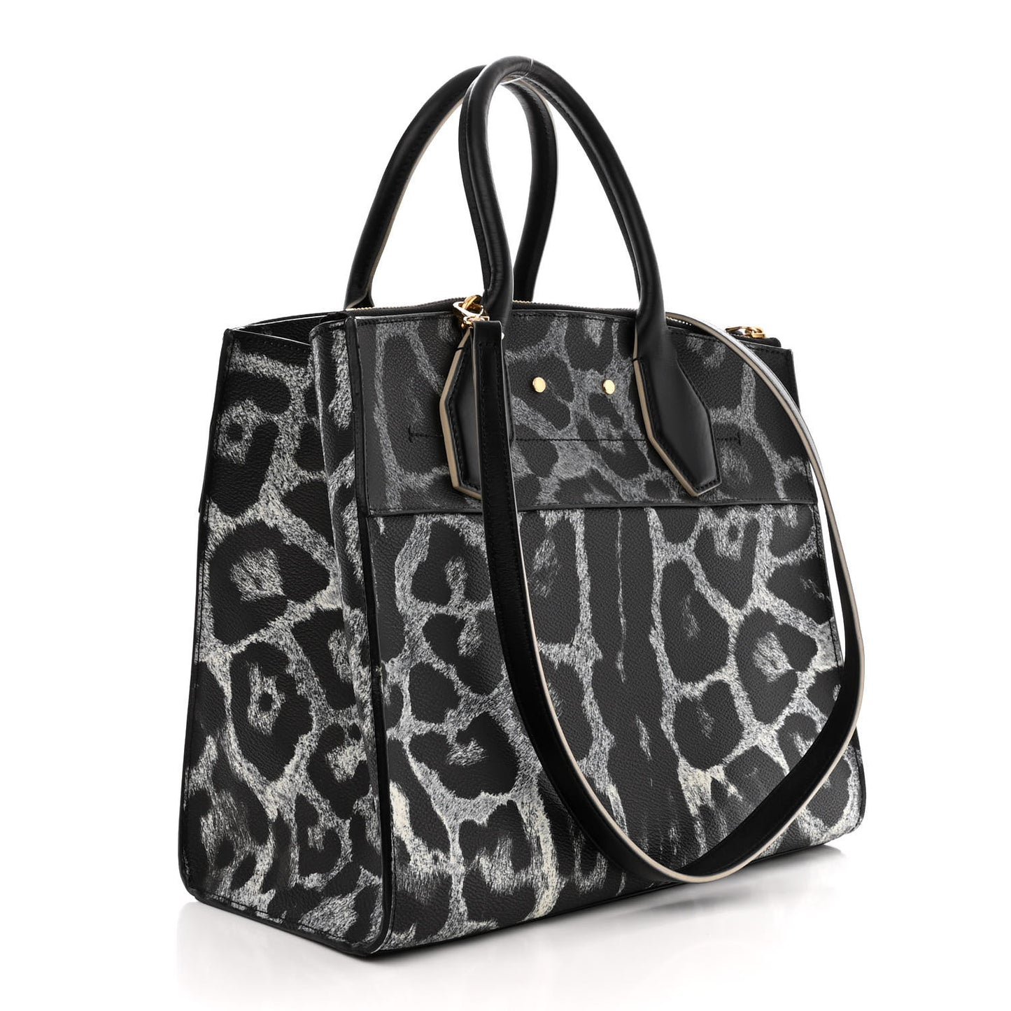 Canvas Calfskin Wild Animal Print City Steamer MM Black