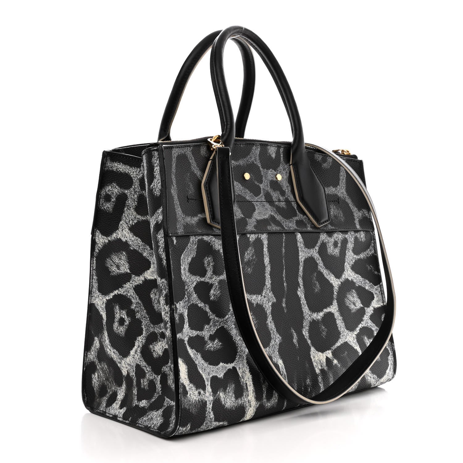 Louis Vuitton Canvas Calfskin Wild Animal Print City Steamer MM Black 3 of 13