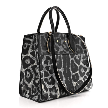 Louis Vuitton Canvas Calfskin Wild Animal Print City Steamer MM Black 3 of 13