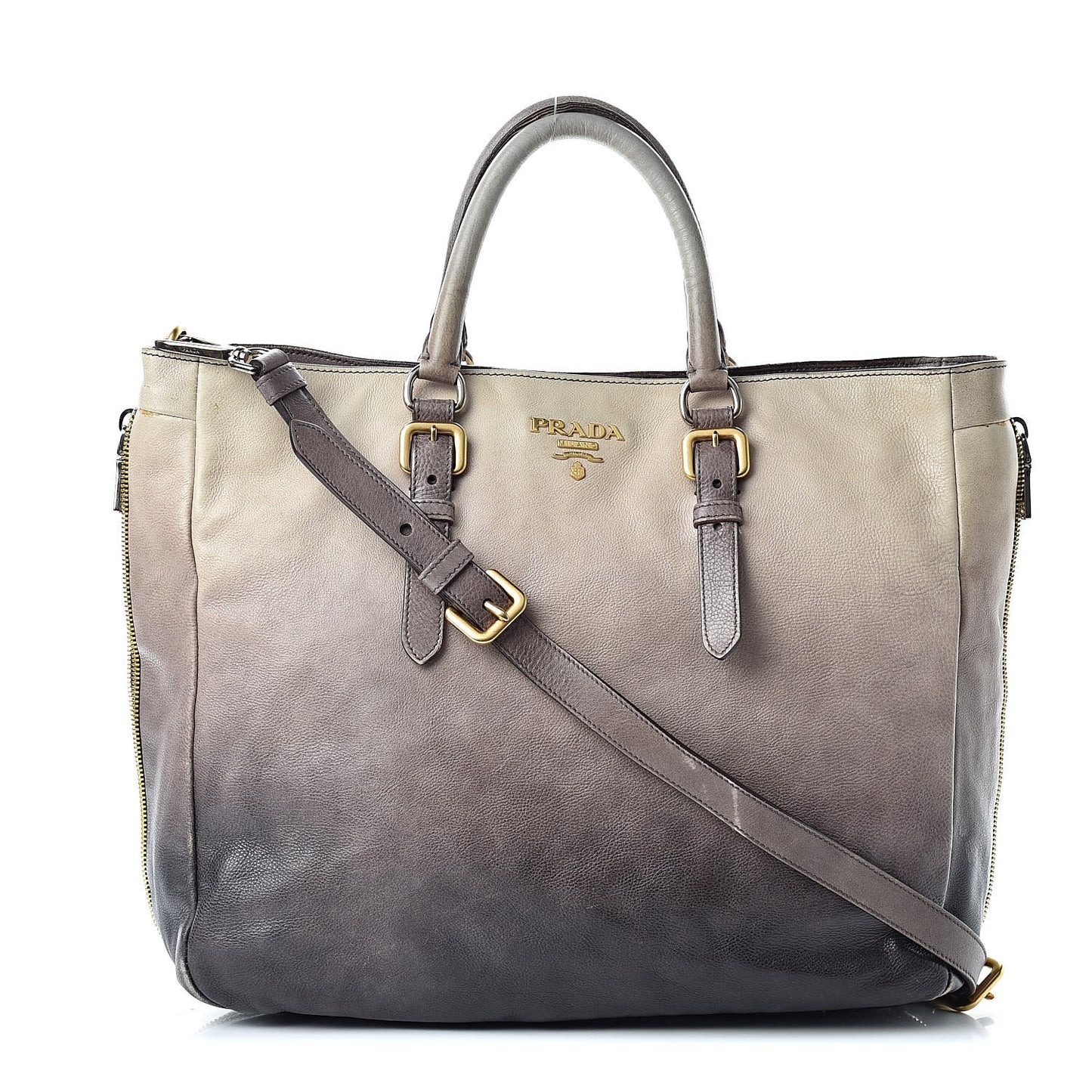 Cervo Lux Zippers Shopper Tote White Sfumato