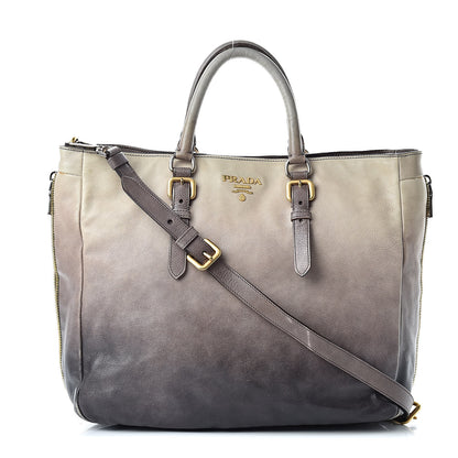 Prada Cervo Lux Zippers Shopper Tote White Sfumato 1 of 21