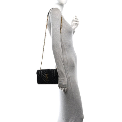 Saint Laurent Grain De Poudre Textured Mixed Matelasse Triquilt Small Monogram Satchel Black 2 of 10