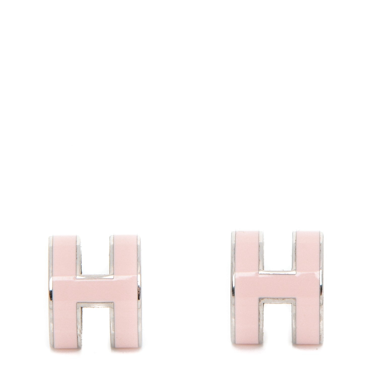 Hermes Palladium Lacquered Pop H Earrings Sugar Pink 1 of 5