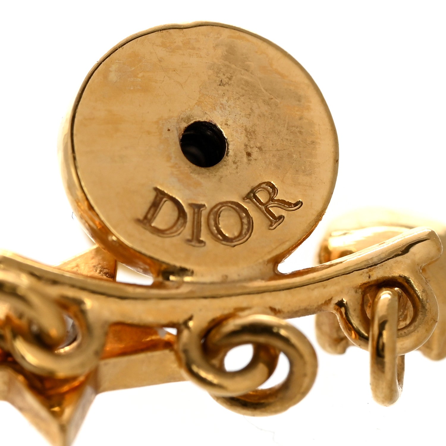 Christian Dior Pearl Crystal Dio(R)evolution Earrings Aged Gold 4 of 4