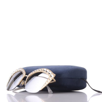 Gucci Metal Crystal Cat Eye Sunglasses GG00114S Gold 10 of 10