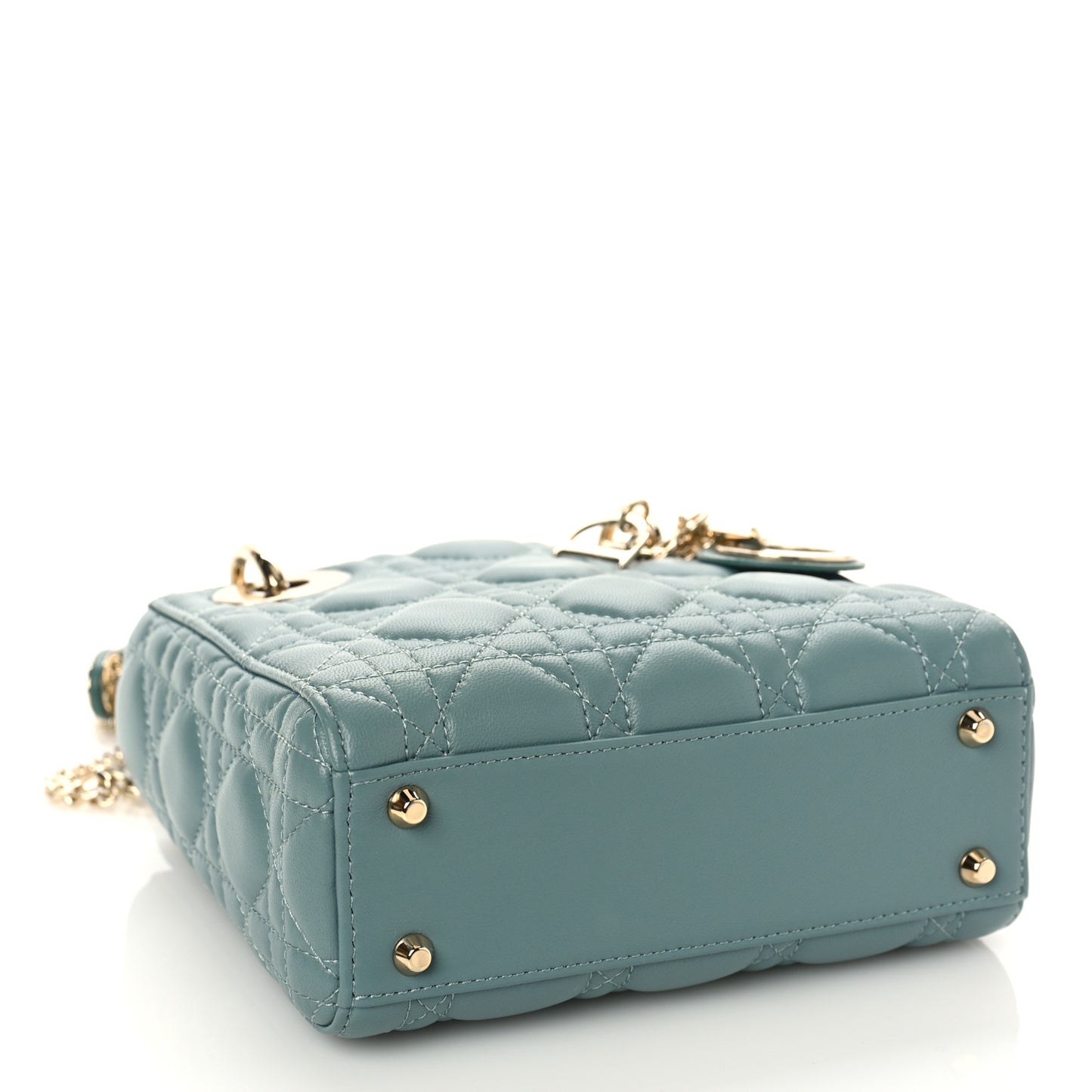 Lambskin Cannage Mini Lady Dior Storm Blue
