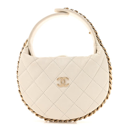 Chanel Lambskin Quilted Chain Around Pouch Hobo White 1 of 12