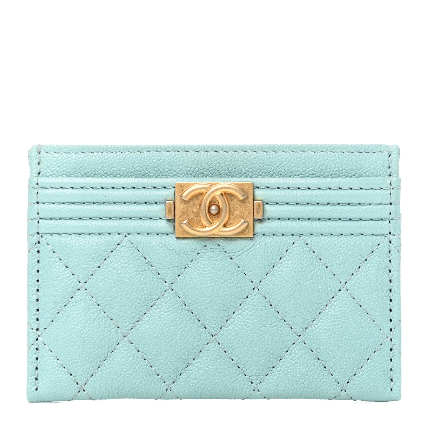 Chanel Caviar Quilted Boy Card Holder Light Blue 1 of 9
