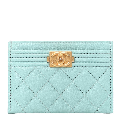 Chanel Caviar Quilted Boy Card Holder Light Blue 1 of 9
