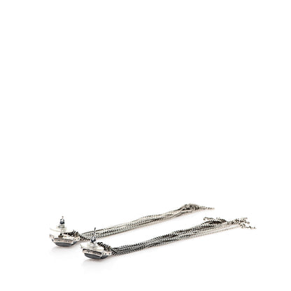 Chanel Resin CC Star Dangle Earrings Black Silver 3 of 4