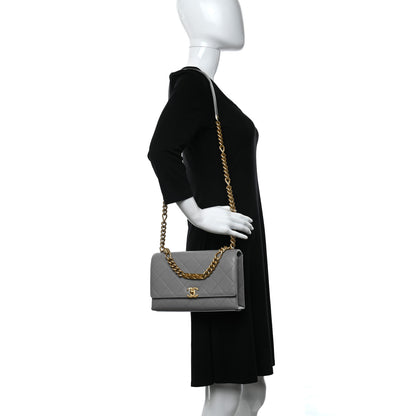 Chanel Caviar Quilted Bracelet On Chain Flap Grey 2 of 11