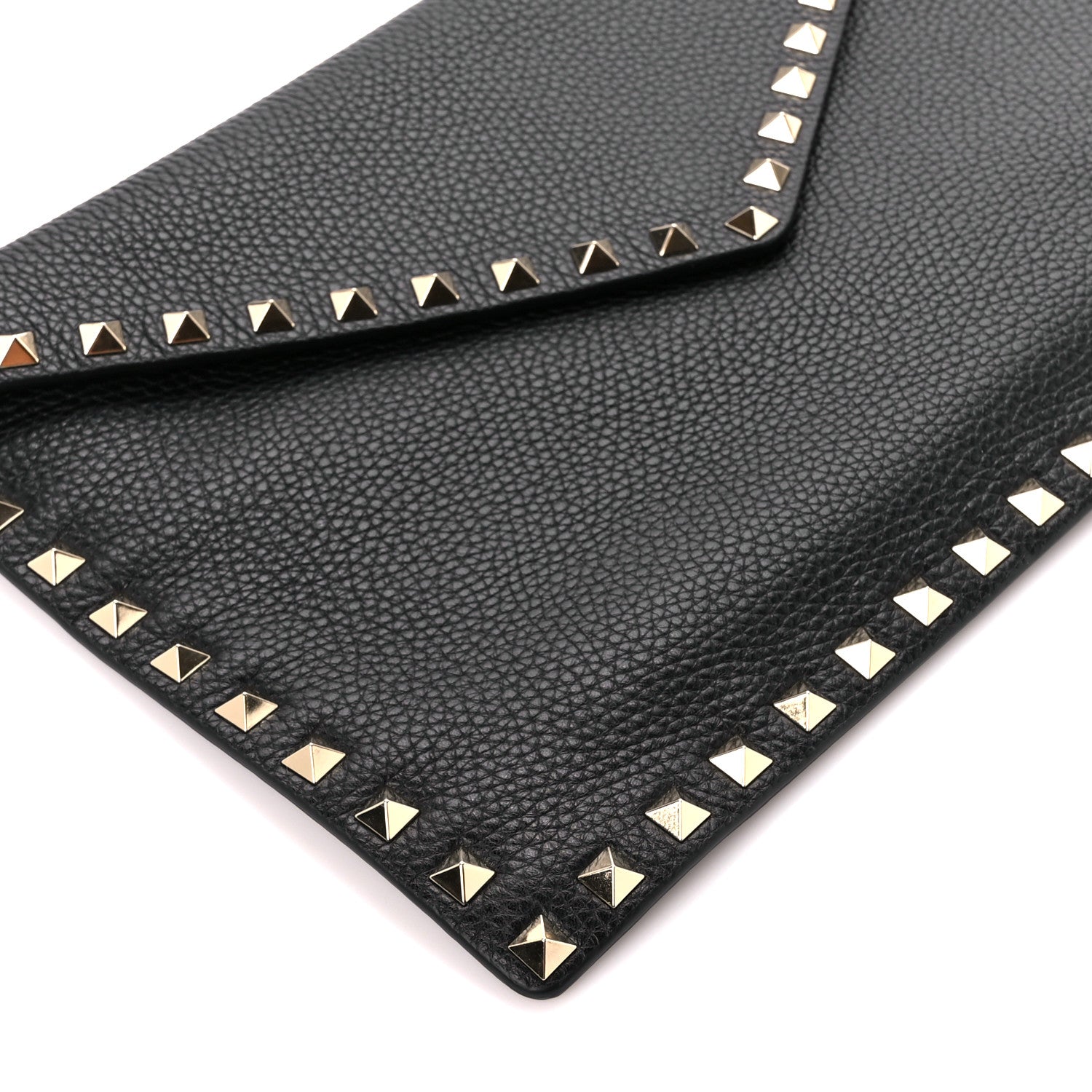 Valentino Garavani Pebbled Calfskin Large Rockstud Envelope Clutch Black 9 of 10