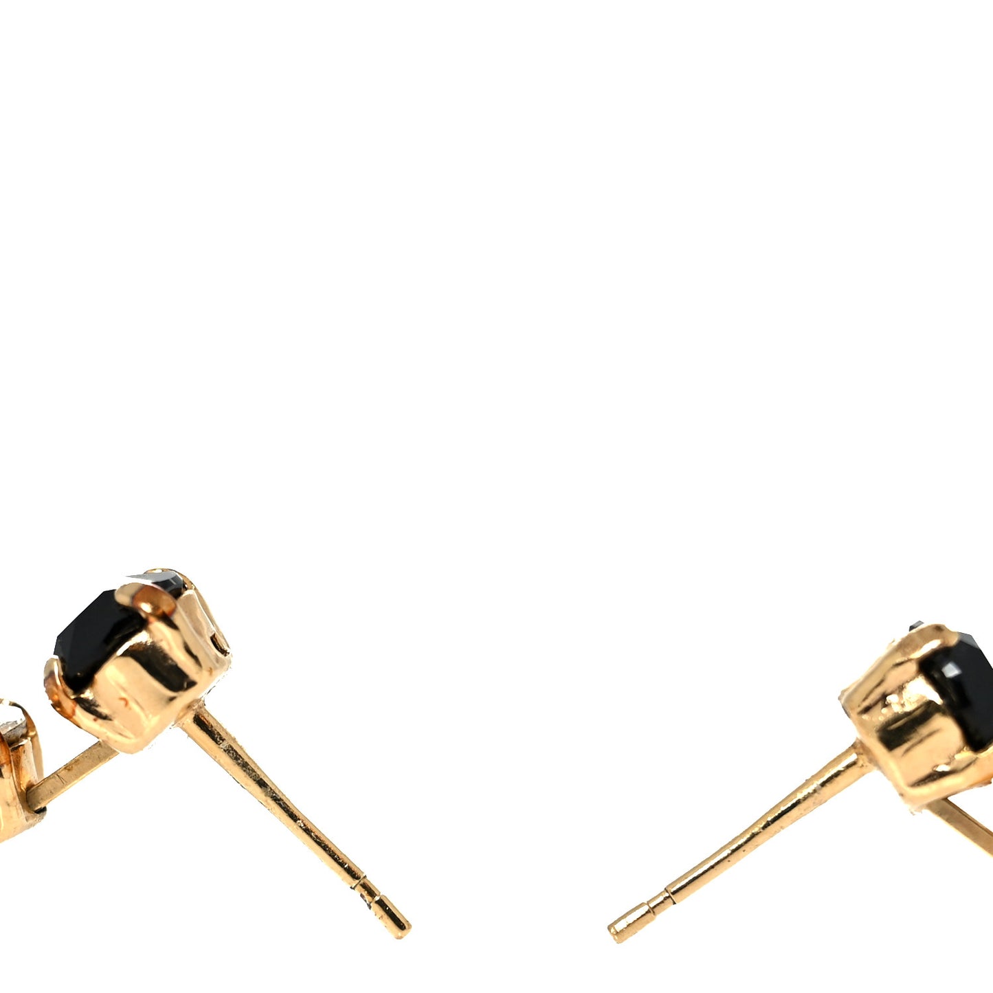Resin Crystal Pearl CC Long Drop Earrings Gold Black