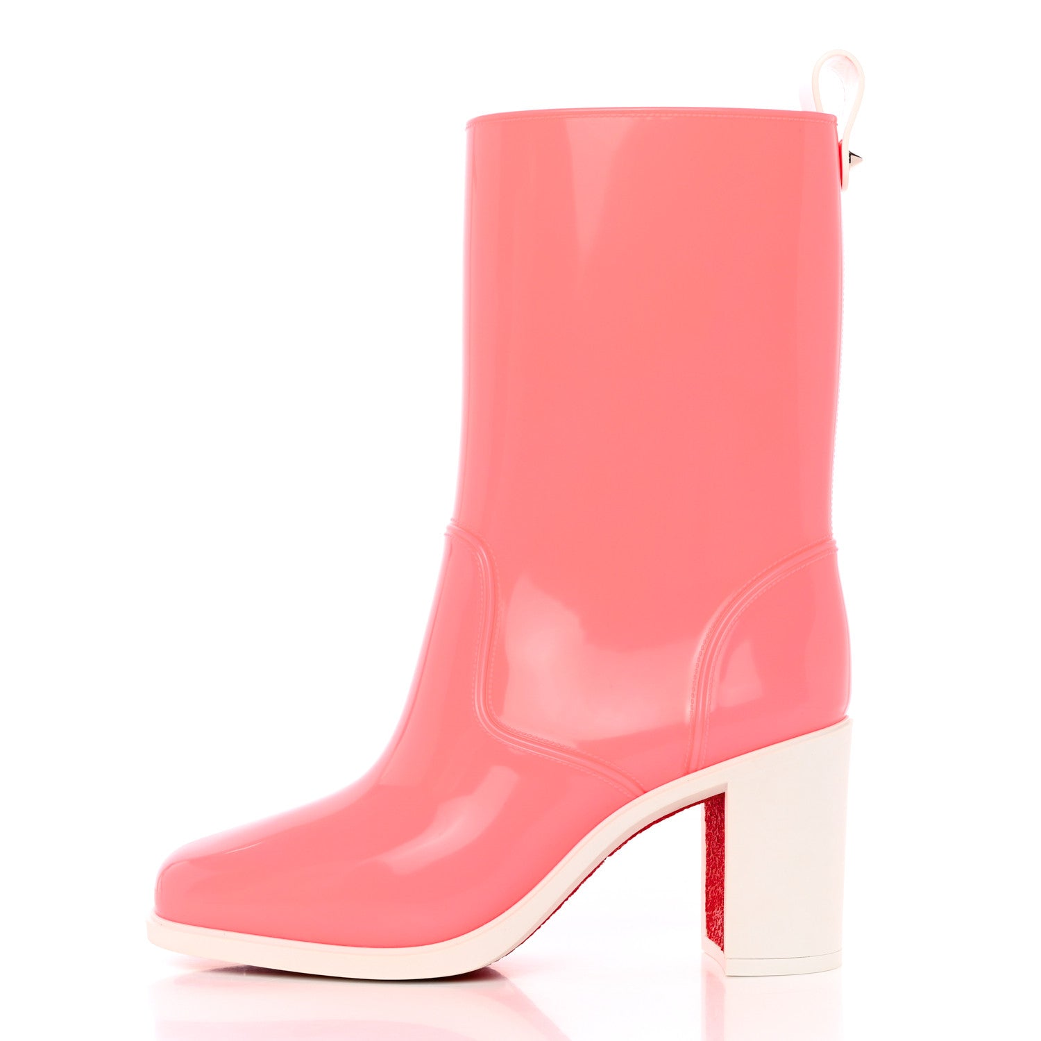 Christian Louboutin PVC Loubirain 70MM Rain Boots 37 Bubble Gum 1 of 9