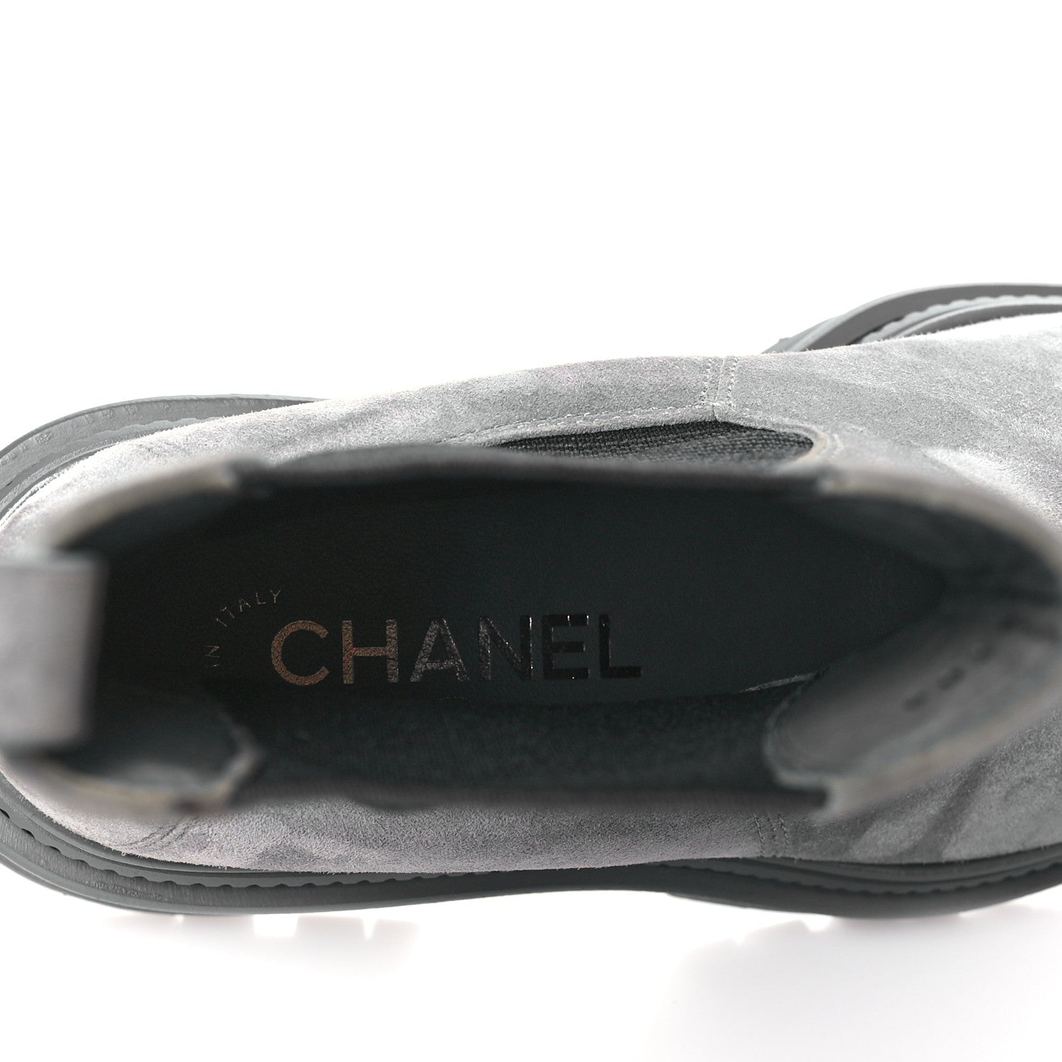 Chanel Suede Lambskin Cap Toe Ankle Boots 36.5 Grey 9 of 9