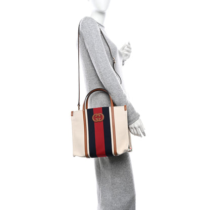 Gucci Canvas Calfskin Web Small Interlocking G Tote Bag Red Blue 2 of 10
