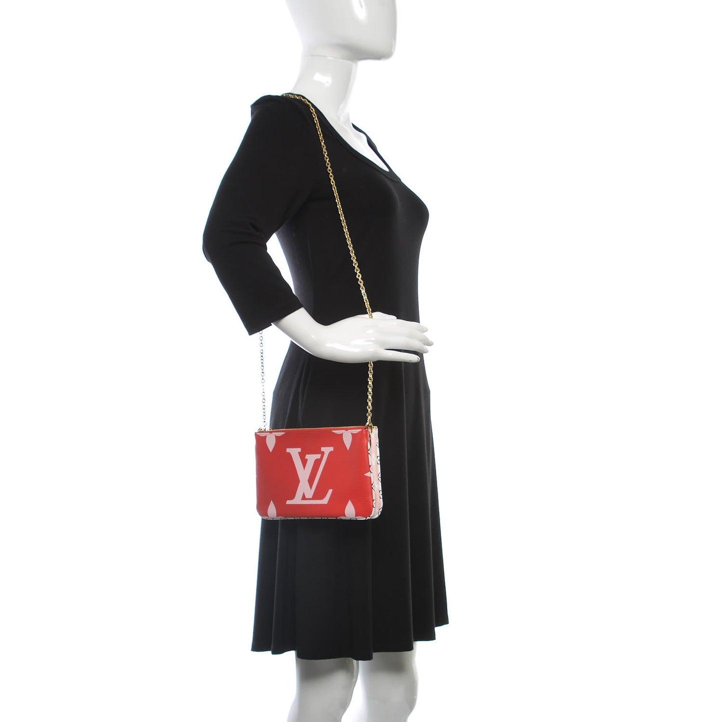 Monogram Giant Double Zip Pochette Rouge